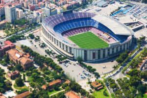 stadium barcelona from helicopter spain